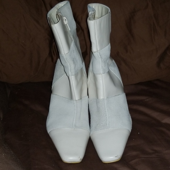 Cream Leather & Suede Platform Booties Sz. 8 - Picture 2 of 8